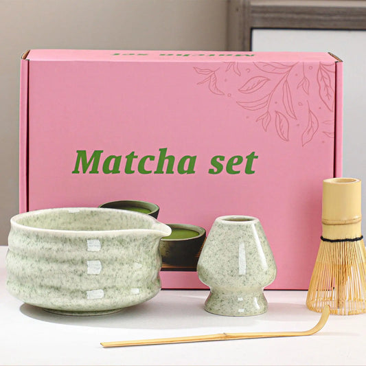Matcha-Set Keramikschale mit Bambusbesen Traditionell