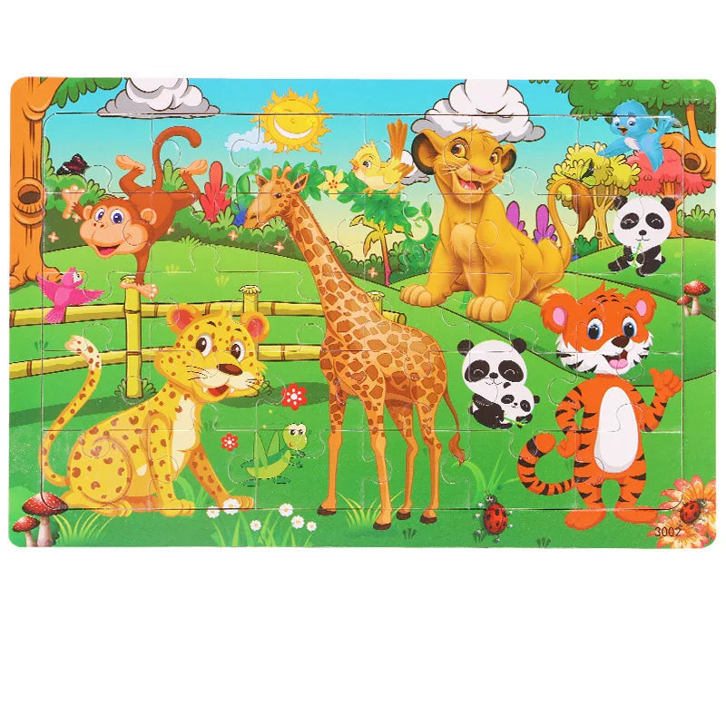 Gioco di Puzzle in Legno Intellettuale di Pensiero Logico Jigsaw Animale Veicolo Cartone Giocattoli Educativi Precoce per Bambini Regalo