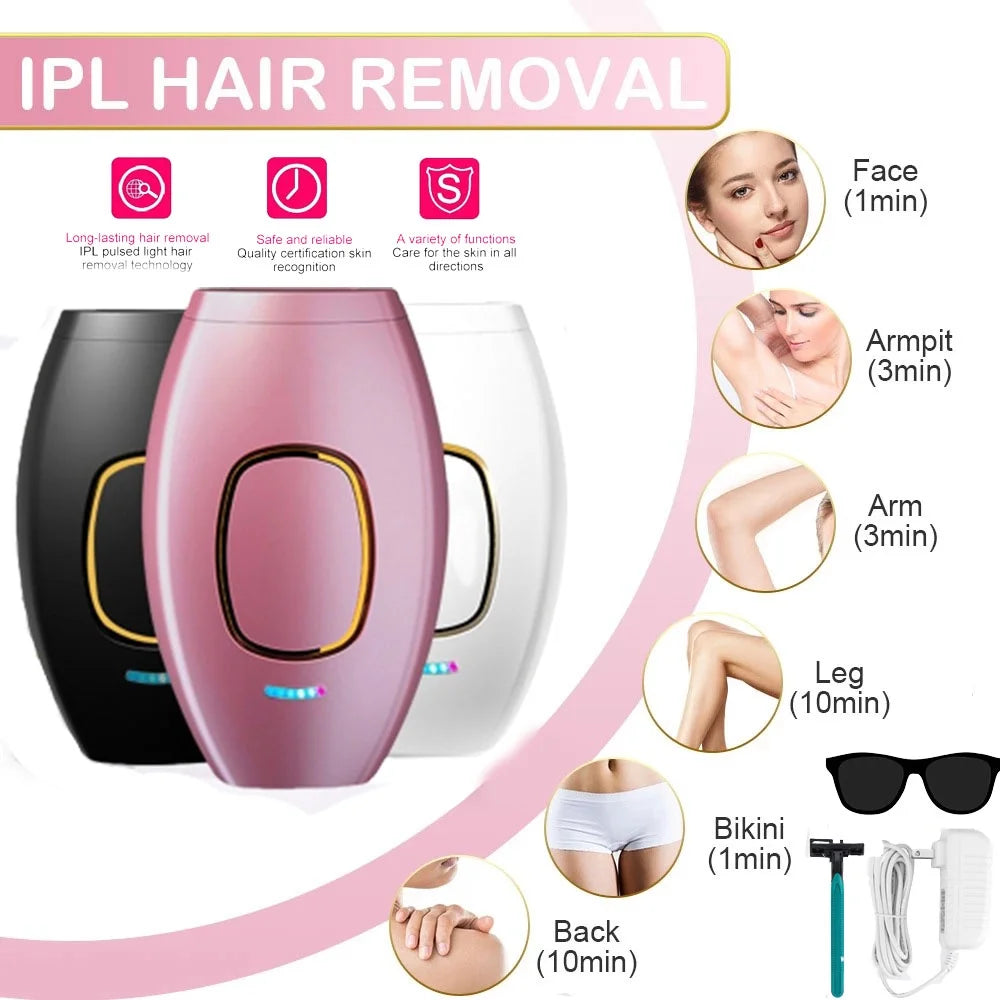 Pain-Free IPL Laser Hair Removal Device - Permanent & Safe Full Body Treatment