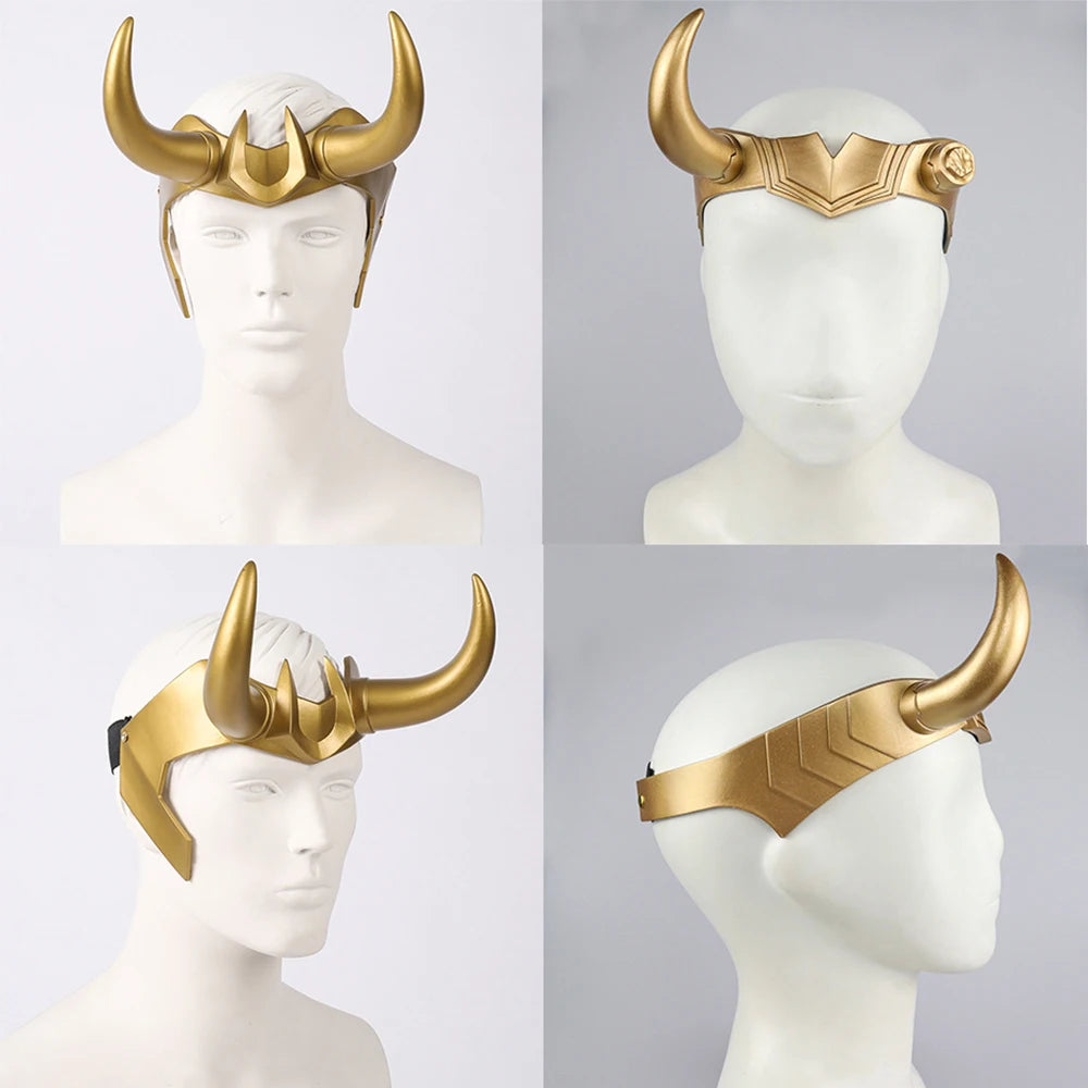 Loki Ragnarok latex kroon-cosplayhelm met hoorns, masker voor volwassen heren en dames, anime-Halloween 2026