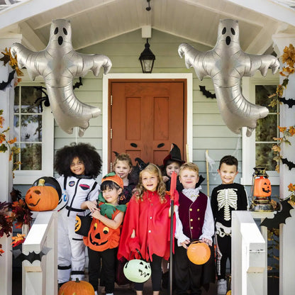 XXL-folieballonset met geesten, 2 stuks, laserzilver, groot, Halloween-thema, griezelige feestdecoratie 2026