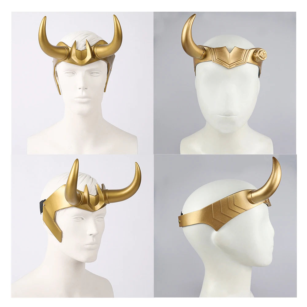 Loki Ragnarok latex kroon-cosplayhelm met hoorns, masker voor volwassen heren en dames, anime-Halloween 2026