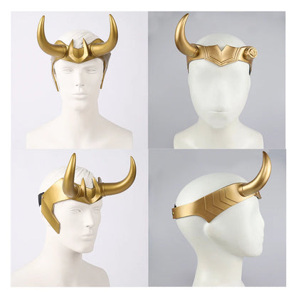 Loki Ragnarok latex kroon-cosplayhelm met hoorns, masker voor volwassen heren en dames, anime-Halloween 2026