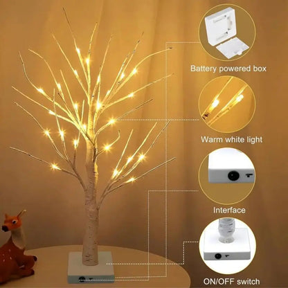 LED Easter Birch Tree Lamp USB Battery Powered Decor