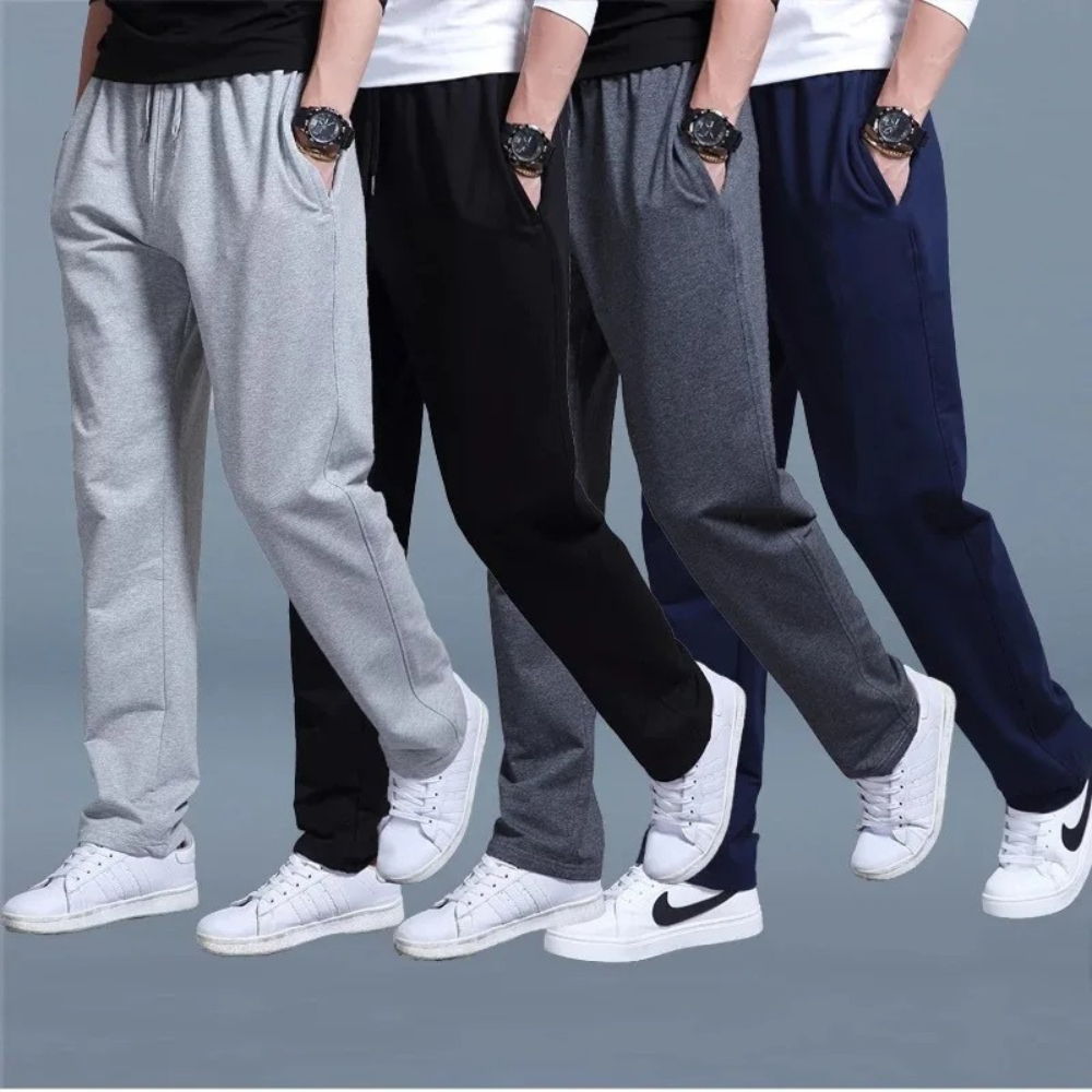 Light Summer Jogging Pants for Men, Comfortable Wide Leg Sweatpants with Adjustable Waistband, Cotton Training Joggers-5