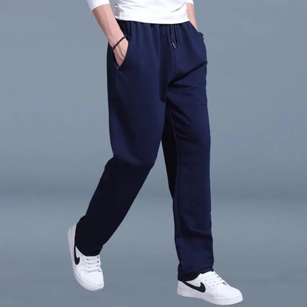 Variant image for Light Summer Jogging Pants for Men, Comfortable Wide Leg Sweatpants with Adjustable Waistband, Cotton Training Joggers-6
