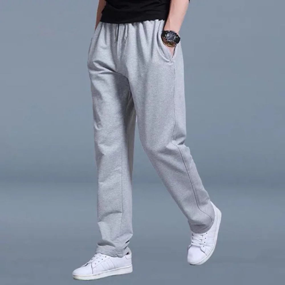 Variant image for Light Summer Jogging Pants for Men, Comfortable Wide Leg Sweatpants with Adjustable Waistband, Cotton Training Joggers-16