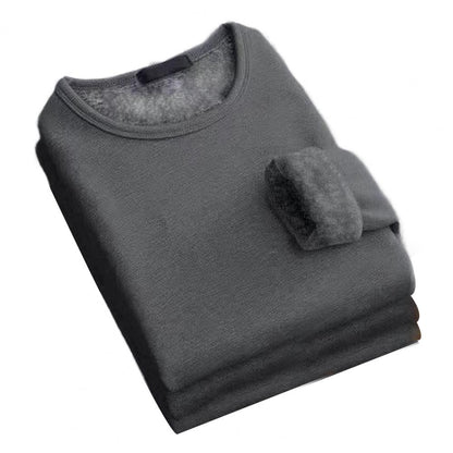 Thick Plush Thermal Long Sleeve Shirt Men's - Cozy Bottoming Layer for Cold Weather Comfort