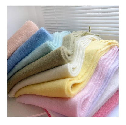 Oversized Women Scarf - Long Fringed Fluffy Wool Winter