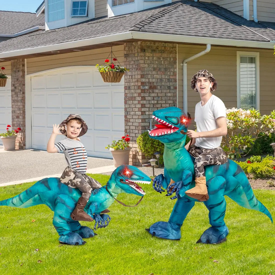 Lightweight Kids Inflatable Dinosaur Costume - Riding T Rex