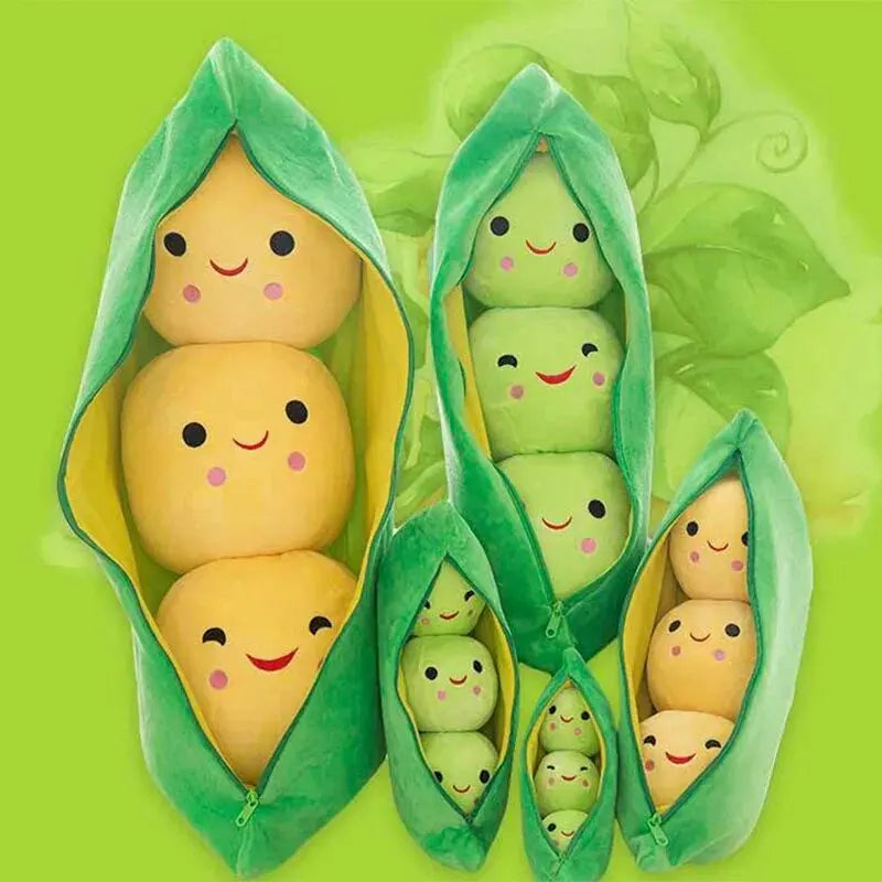 Kawaii Plush Pea Pod Doll Toy - 25cm (9.8 inch) Soft Stuffed Cushion for Kids, Unisex Gift for Boys and Girls, Adorable Playtime Companion