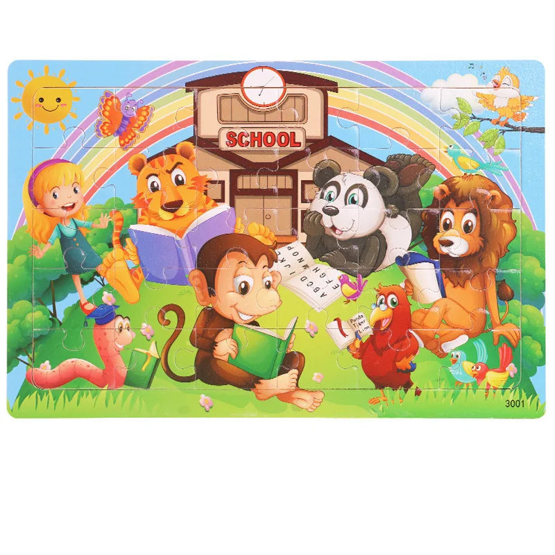 Gioco di Puzzle in Legno Intellettuale di Pensiero Logico Jigsaw Animale Veicolo Cartone Giocattoli Educativi Precoce per Bambini Regalo