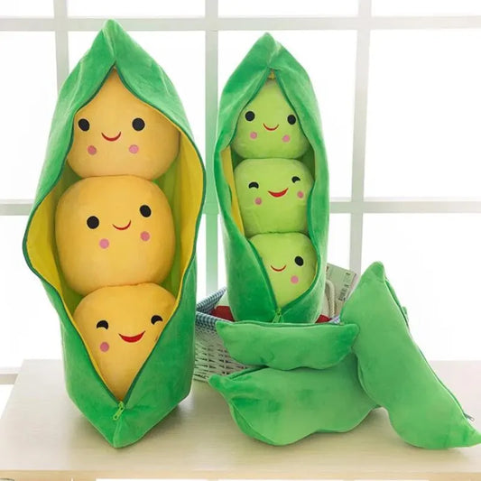 Kawaii Plush Pea Pod Doll Toy - 25cm (9.8 inch) Soft Stuffed Cushion for Kids, Unisex Gift for Boys and Girls, Adorable Playtime Companion