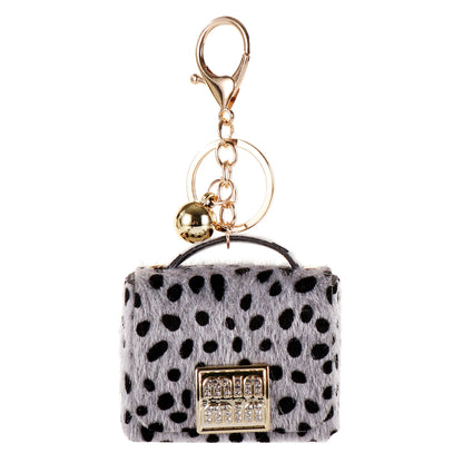 1+1 Free Birkin Inspired Mini Hand Bag - Leopard Print Bag Charm Keychain