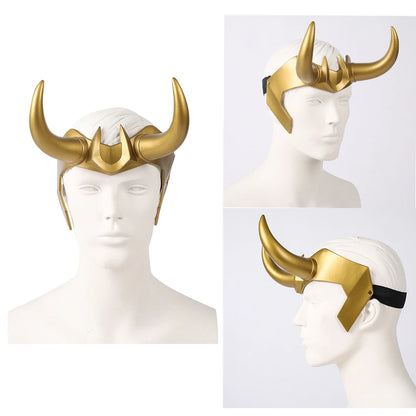 Loki Ragnarok latex kroon-cosplayhelm met hoorns, masker voor volwassen heren en dames, anime-Halloween 2026