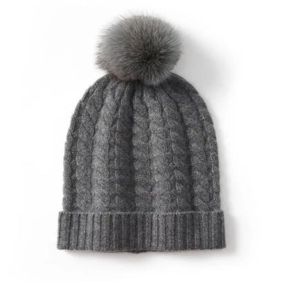 Soft Cozy Women’s Cable Knit Beanie - Pom, Cashmere, Winter