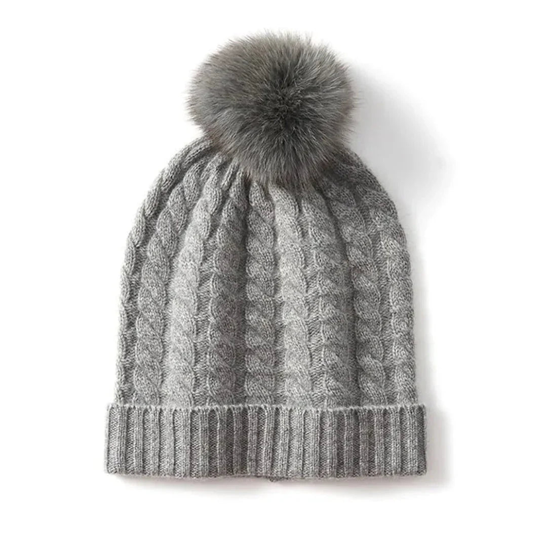 Soft Cozy Women’s Cable Knit Beanie - Pom, Cashmere, Winter