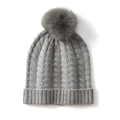 Soft Cozy Women’s Cable Knit Beanie - Pom, Cashmere, Winter