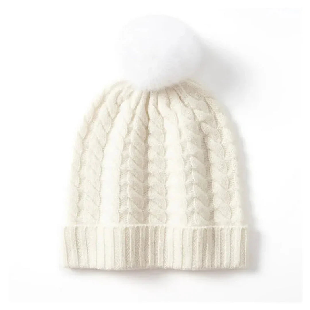 Soft Cozy Women’s Cable Knit Beanie - Pom, Cashmere, Winter