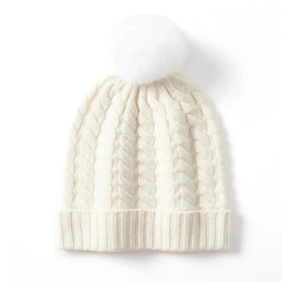 Soft Cozy Women’s Cable Knit Beanie - Pom, Cashmere, Winter