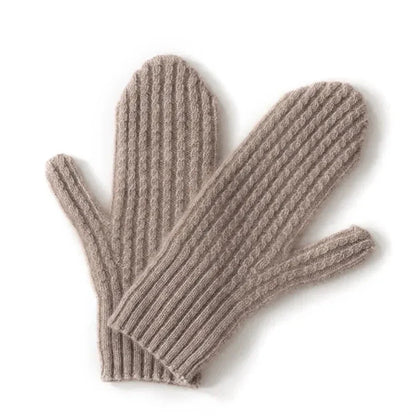 Warm Women's Mittens - Fitted Ribbed Cuff, Wool, Winter