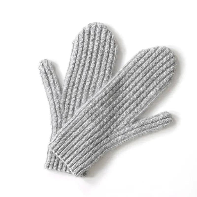 Warm Women's Mittens - Fitted Ribbed Cuff, Wool, Winter