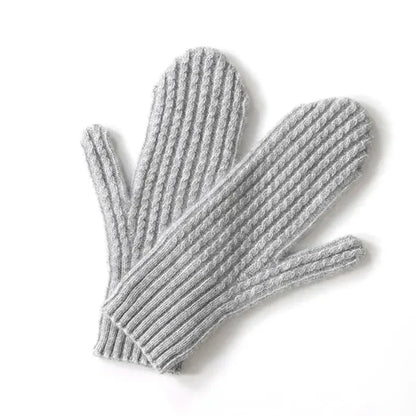 Warm Women's Mittens - Fitted Ribbed Cuff, Wool, Winter