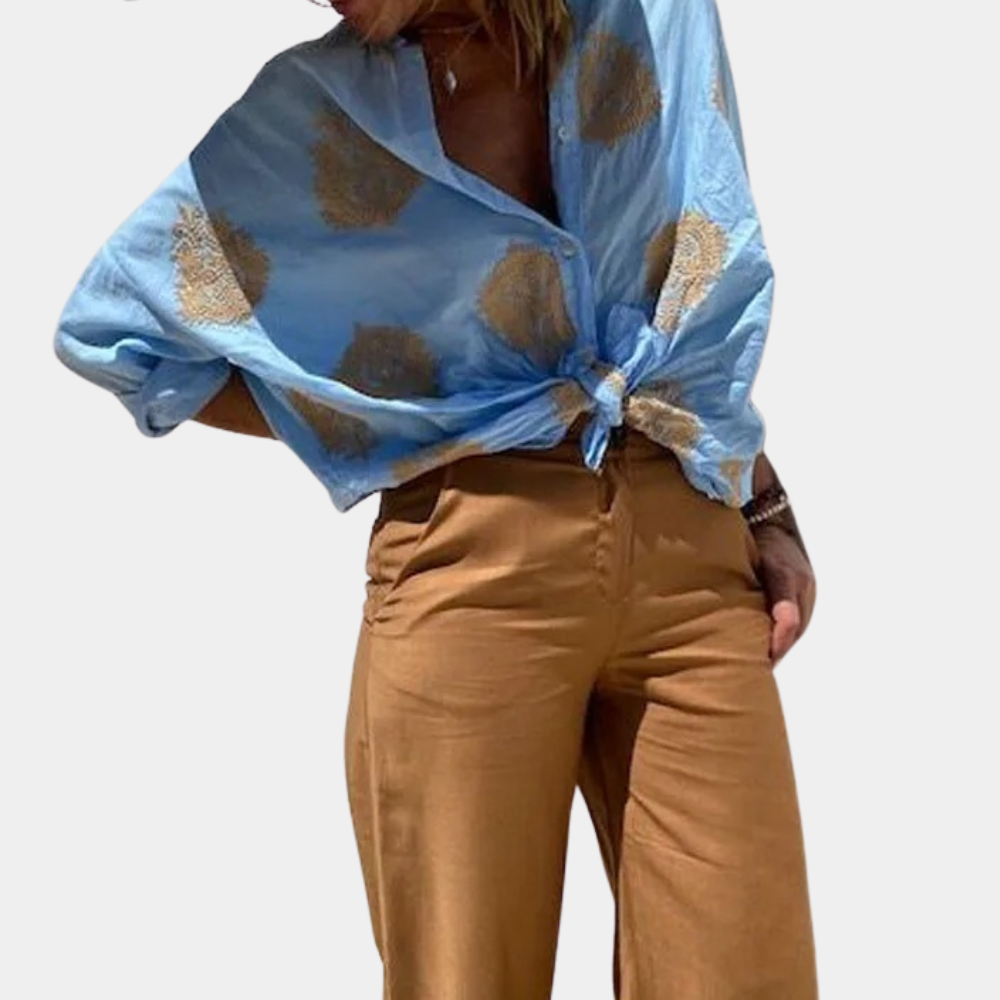 Atmungsaktive Damenbluse – lange Ärmel, bedruckt, für Büro und Freizeit 1