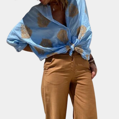 Atmungsaktive Damenbluse – lange Ärmel, bedruckt, für Büro und Freizeit 1