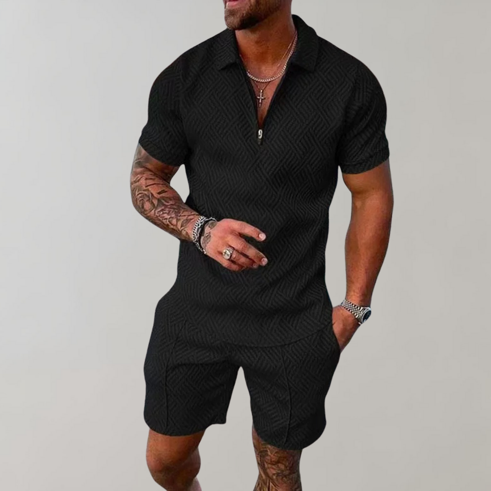 Atmungsaktive Herren Sommer-Set – Polo-Shirt und kurze Hose, ideal für Freizeit 0