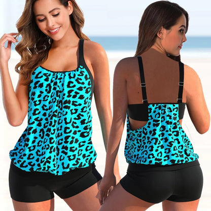 Atmungsaktives Damen Tankini-Set – zweifarbig, bequeme Passform, Polyester, für Strand und Pool 1