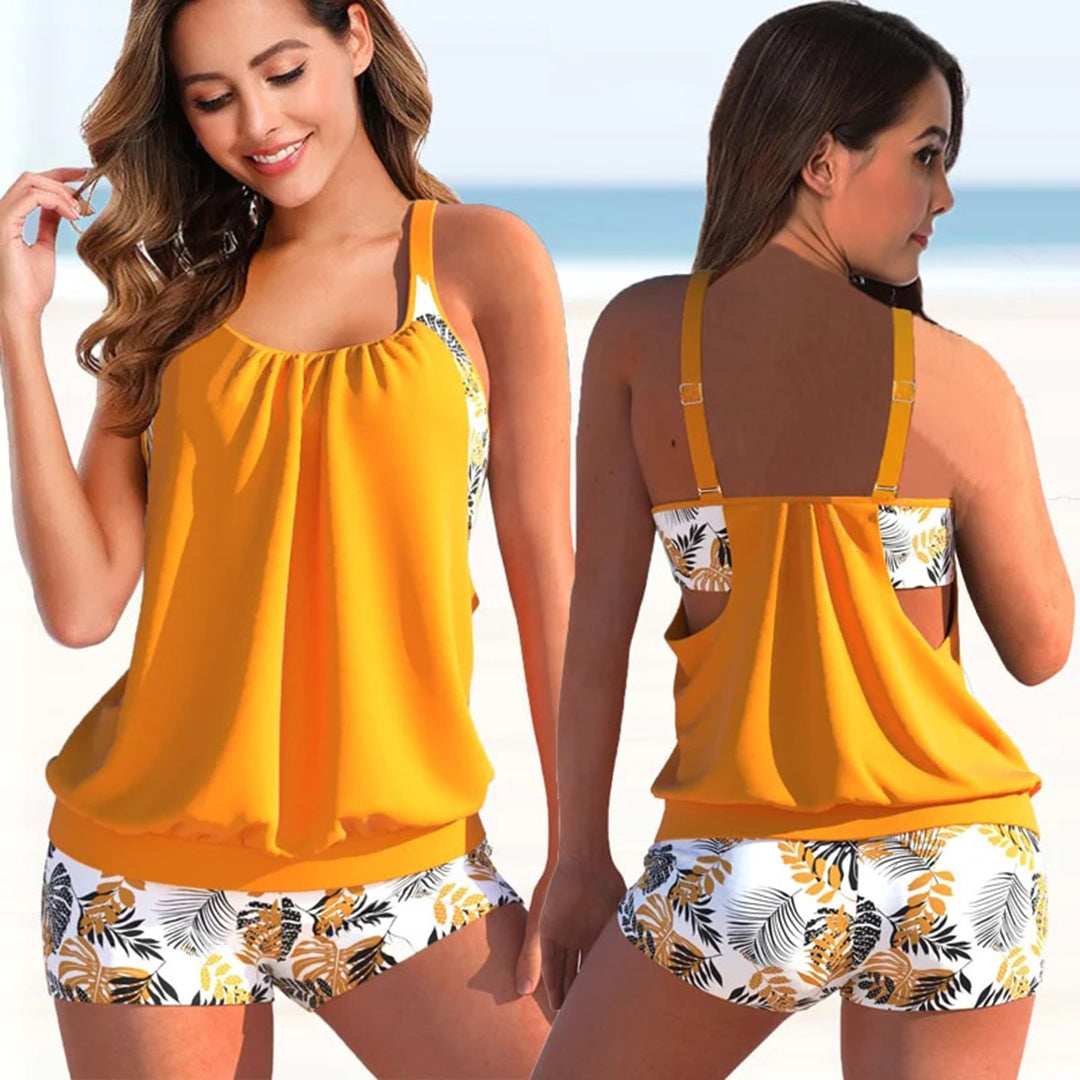 Atmungsaktives Damen Tankini-Set – zweifarbig, bequeme Passform, Polyester, für Strand und Pool 5