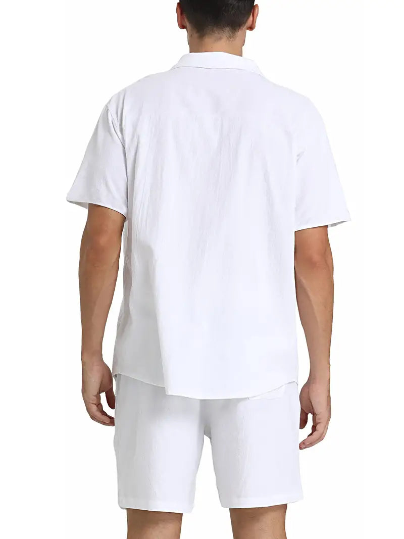 Atmungsaktives Herren Leinen-Set – lockeres Hemd und Hose, leicht, für Sommeraktivitäten 5