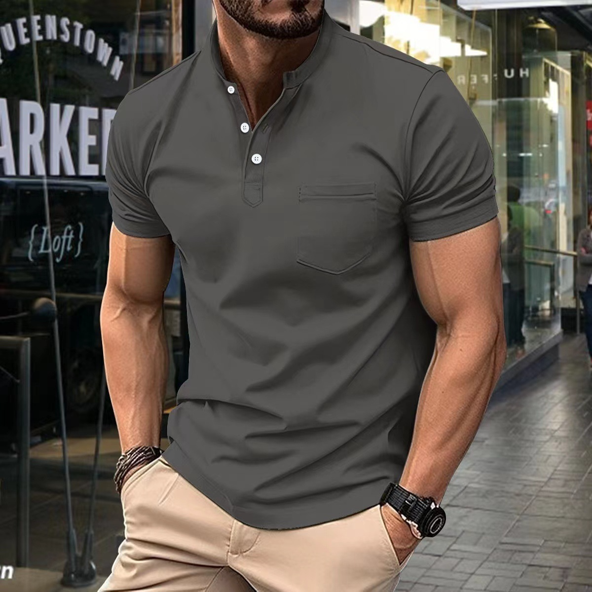 Atmungsaktives Herren Poloshirt – Halbkragen, 100% Baumwolle, für Freizeitaktivitäten 1