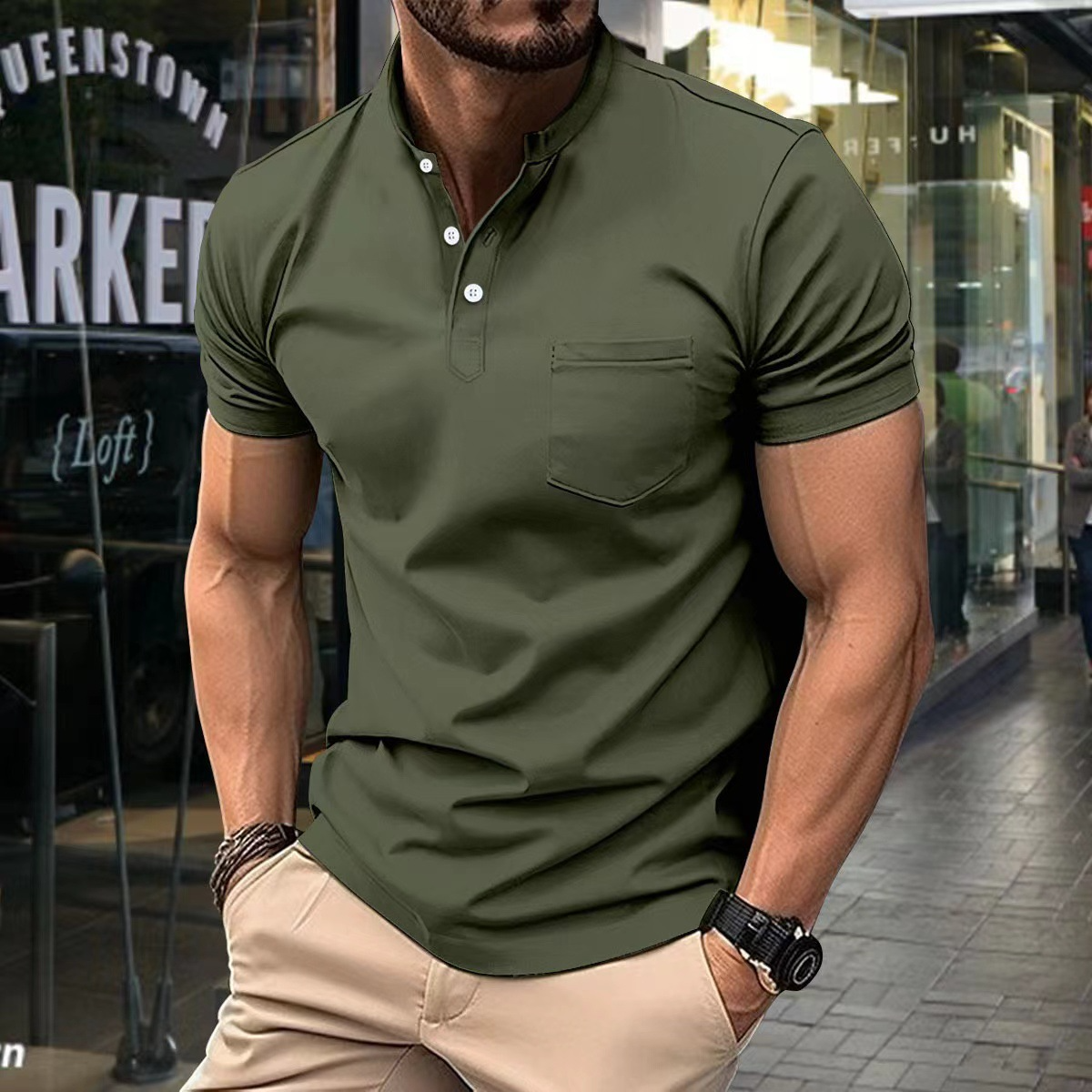 Atmungsaktives Herren Poloshirt – Halbkragen, 100% Baumwolle, für Freizeitaktivitäten 4