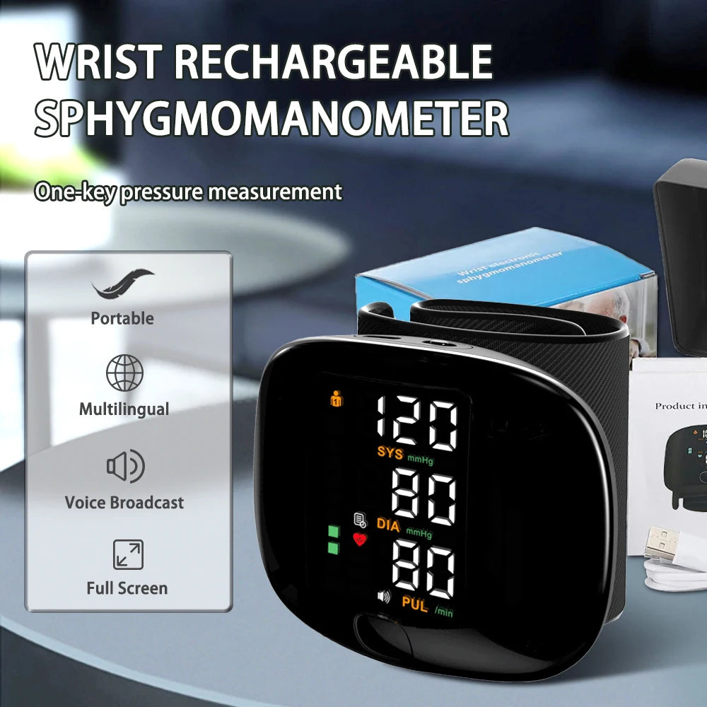 Automatic Digital Wrist Blood Pressure Monitor with Heart Rate Tracking and Smart Touch LCD Screen 2