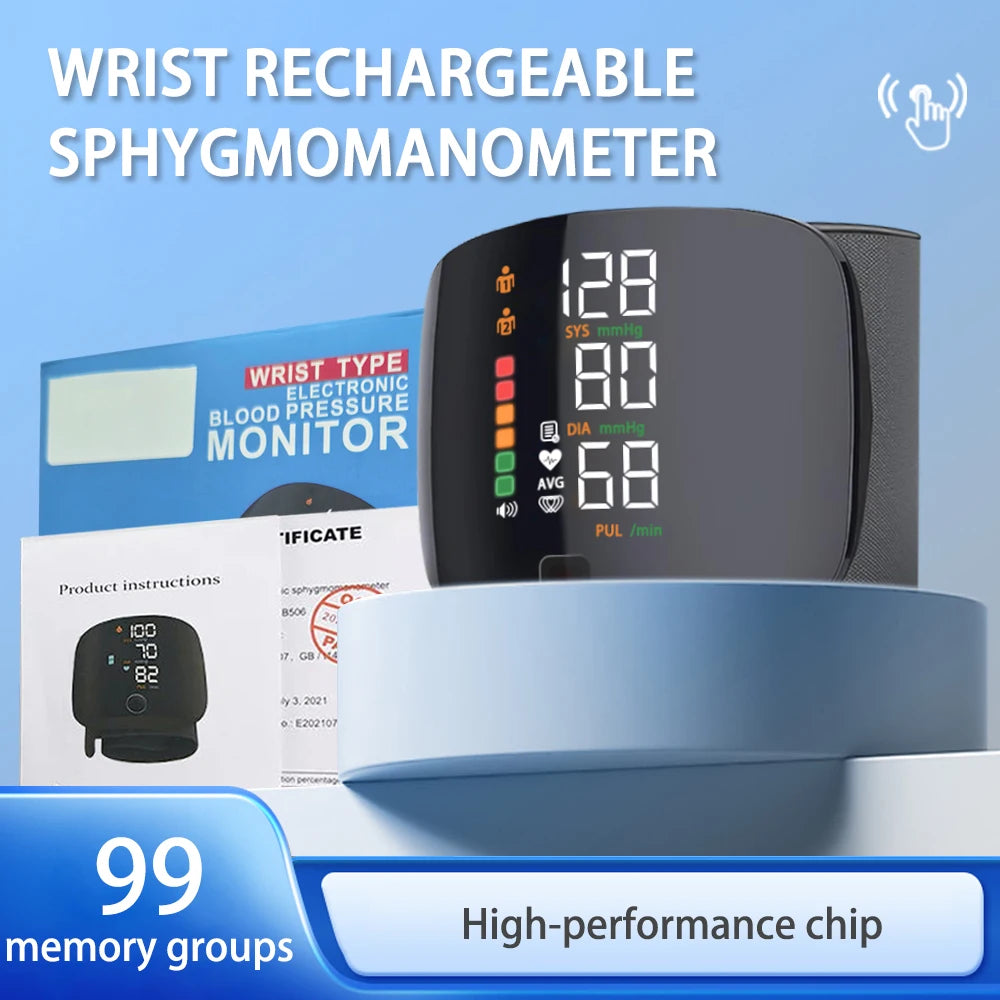 Automatic Digital Wrist Blood Pressure Monitor with Heart Rate Tracking and Smart Touch LCD Screen 3