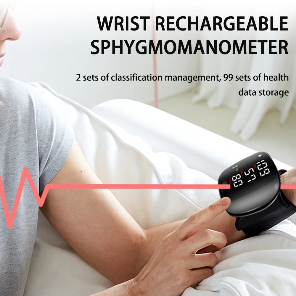 Automatic Digital Wrist Blood Pressure Monitor with Heart Rate Tracking and Smart Touch LCD Screen 4