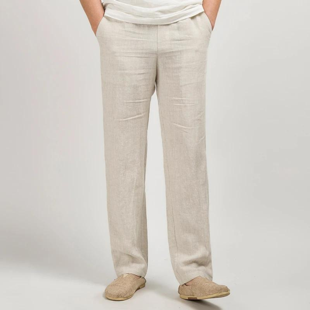 Linen Relaxed Pants for Men and Women, Breathable Flax Cotton Blend, Lightweight Casual and Formal Wear-1