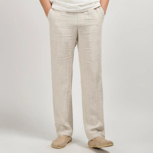 Linen Relaxed Pants for Men and Women, Breathable Flax Cotton Blend, Lightweight Casual and Formal Wear-1