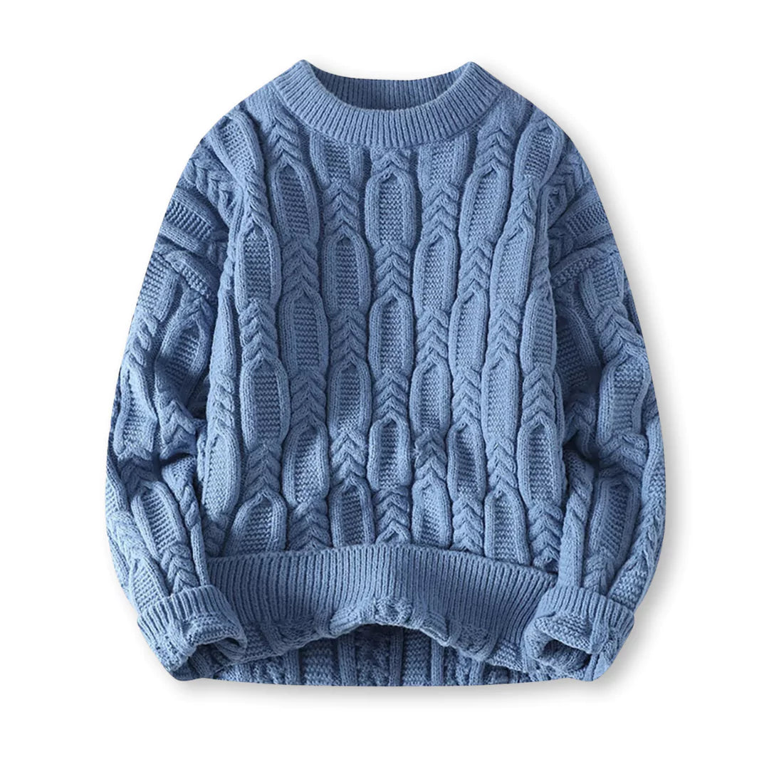 Warm Men’s Sweater - Cable Knit, Chunky, For Winter