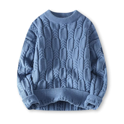 Warm Men’s Sweater - Cable Knit, Chunky, For Winter
