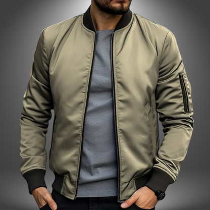 Lightweight Men’s Bomber Jacket – Ribbed Zip, Nylon