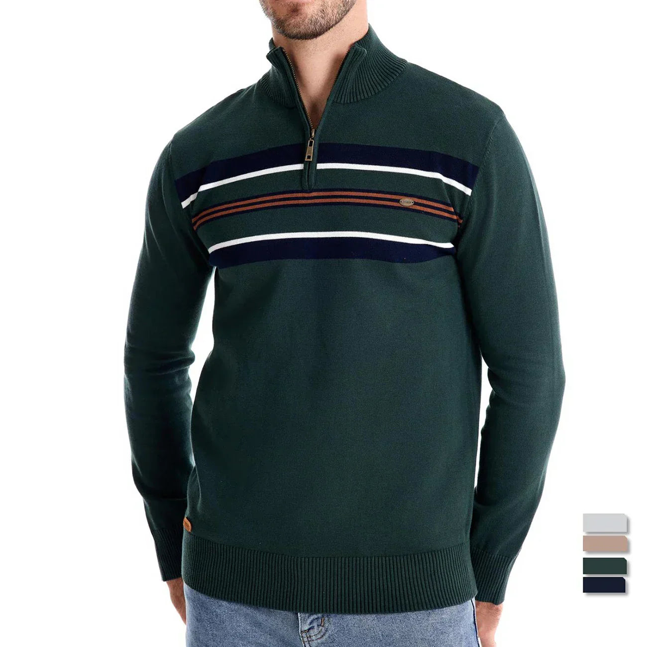 Fitted Classic Men's Half Zip Sweater - Slim Knit, Everyday