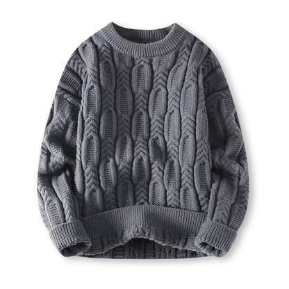 Warm Men’s Sweater - Cable Knit, Chunky, For Winter