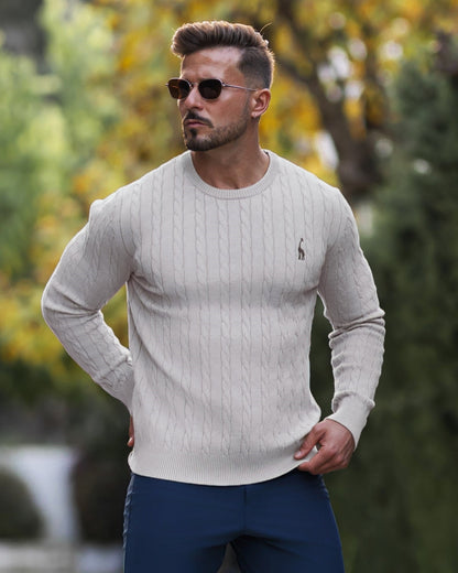 Soft Timeless Men's Cable Knit Sweater - Crewneck, Cotton