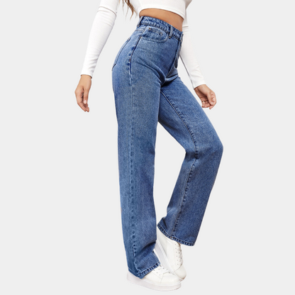 Bequeme Damen Baggy Jeans – Hohe Taille, elastischer Denim, für den Alltag 2