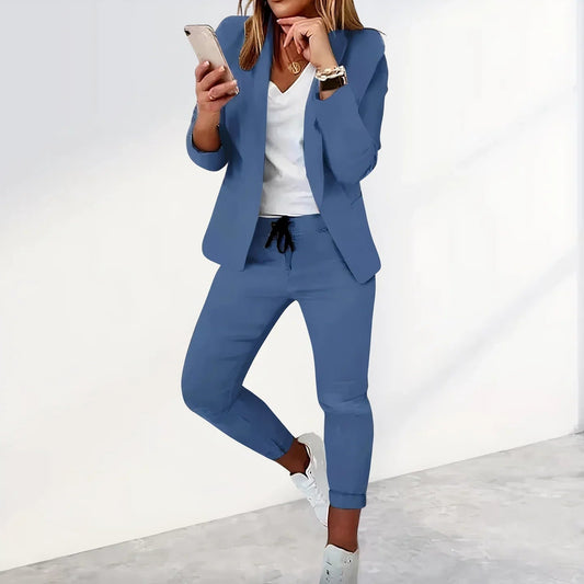Bequeme Damen Blazer- und Jogginghosen-Kombination – lässiger Schnitt, atmungsaktive Stoffmischung, für Business Casual 0