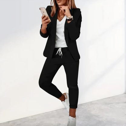 Bequeme Damen Blazer- und Jogginghosen-Kombination – lässiger Schnitt, atmungsaktive Stoffmischung, für Business Casual 3