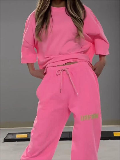 Bequemes Damen Loungewear Set – oversized T-Shirt und lockere Hose, weicher Stoff, für entspannte Tage 2